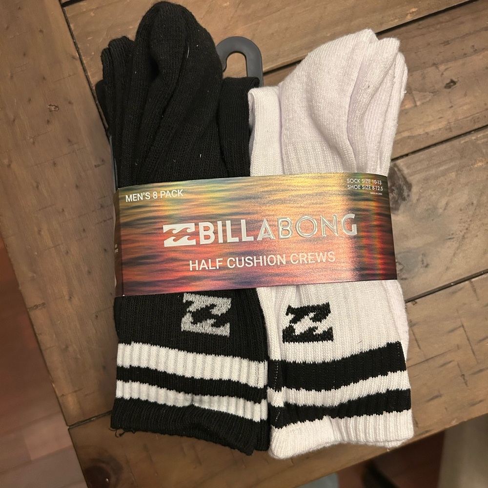 Billabong Black and White Crew Socks